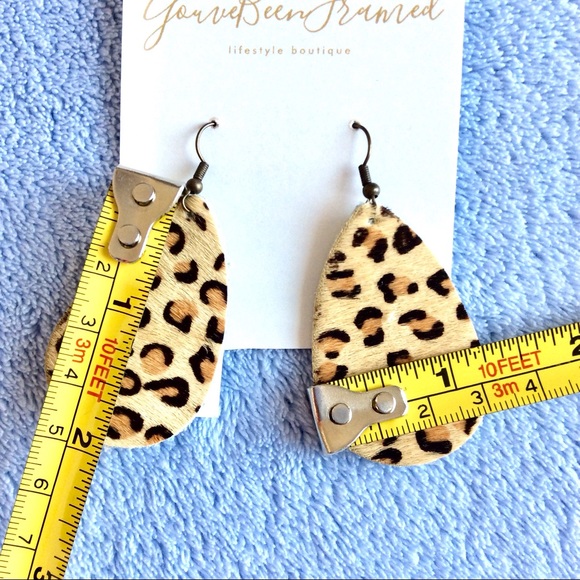 Handmade Animal Print Leather Earrings - Picture 3 of 3